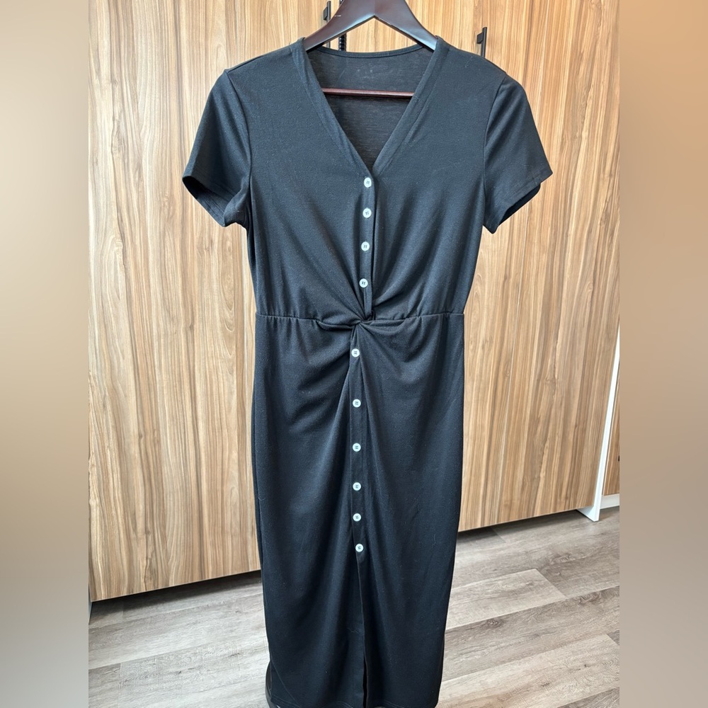 Elegant Black Button-Down Dress